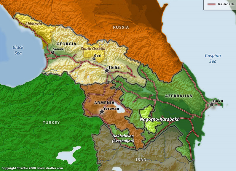 Georgia Azerbaijan Turkey Russia map